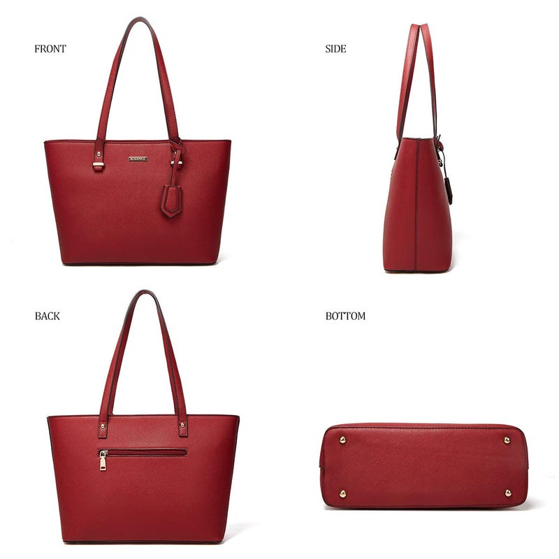 Lovematch Women Fashion Synthetic Leather Handbags Tote Bag Shoulder Bag Top Handle Satchel Purse Set 4pcs - Image 2